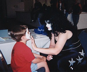 My son, Ian getting makeup from Shannon (Paul Stanley from Black Diamond)